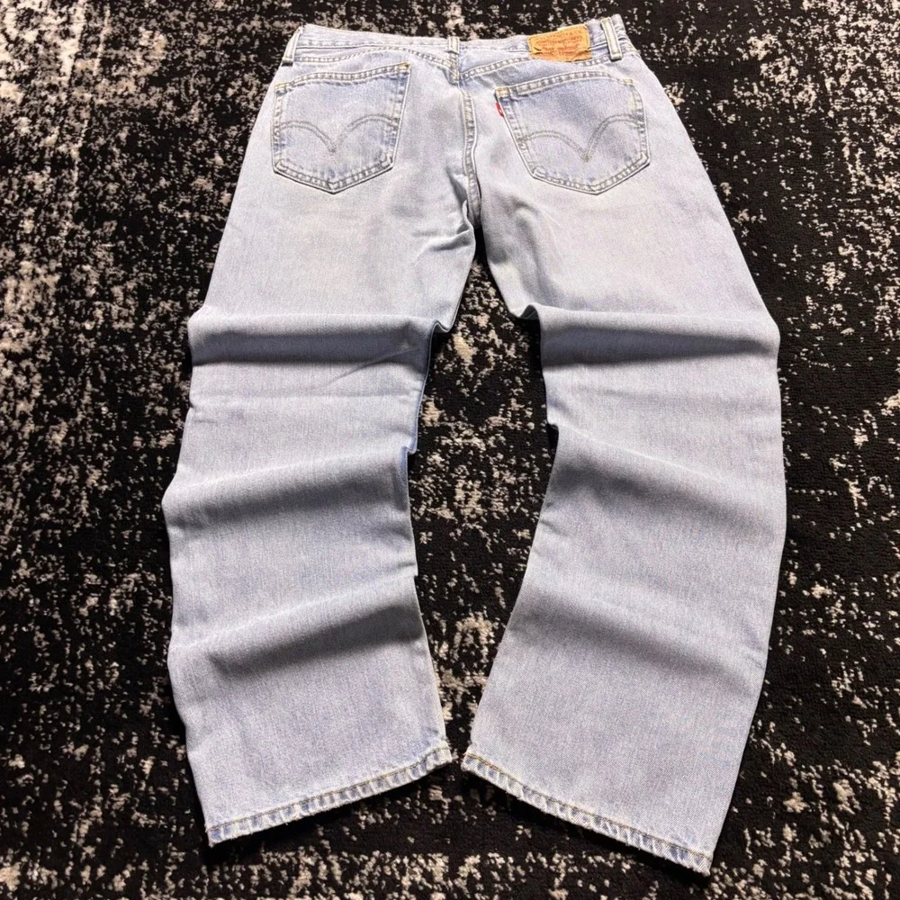 Levis 505 Straight Fit Jeans Mens 33x30 Light Wash Blue Denim Y2K Vintage